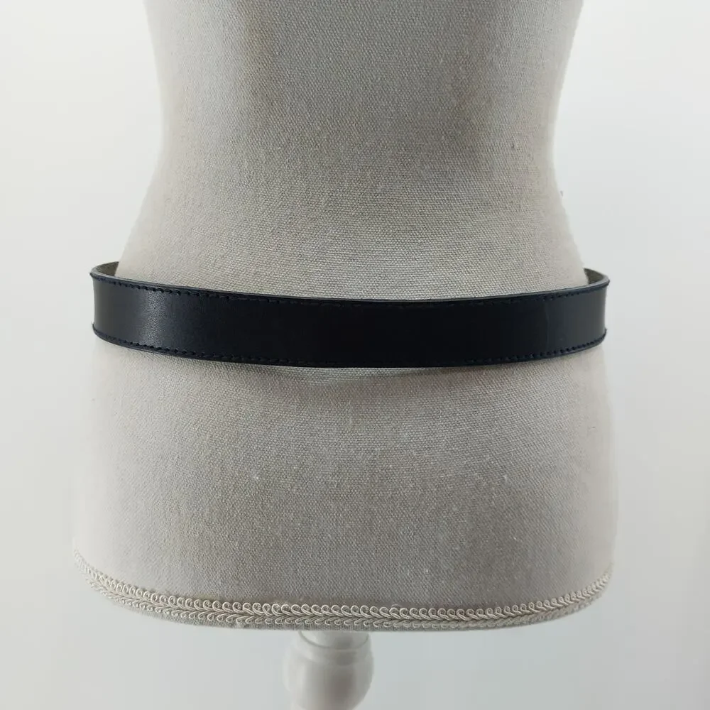 Liz Claiborne Womens Large Belt 1989 Genuine Leather Silver Buckle vtg